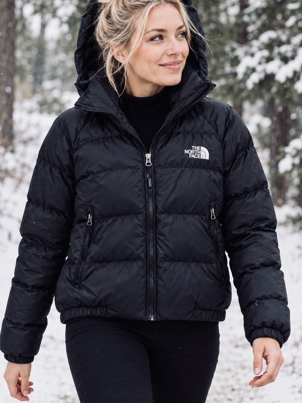 The North Face Hydrenalite 600 Cropped Down Puffer Hooded Black Medium